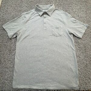 Fish Hippie Co. Polo Shirt Company Pullover Stretch‎ Mens XL Gray Striped